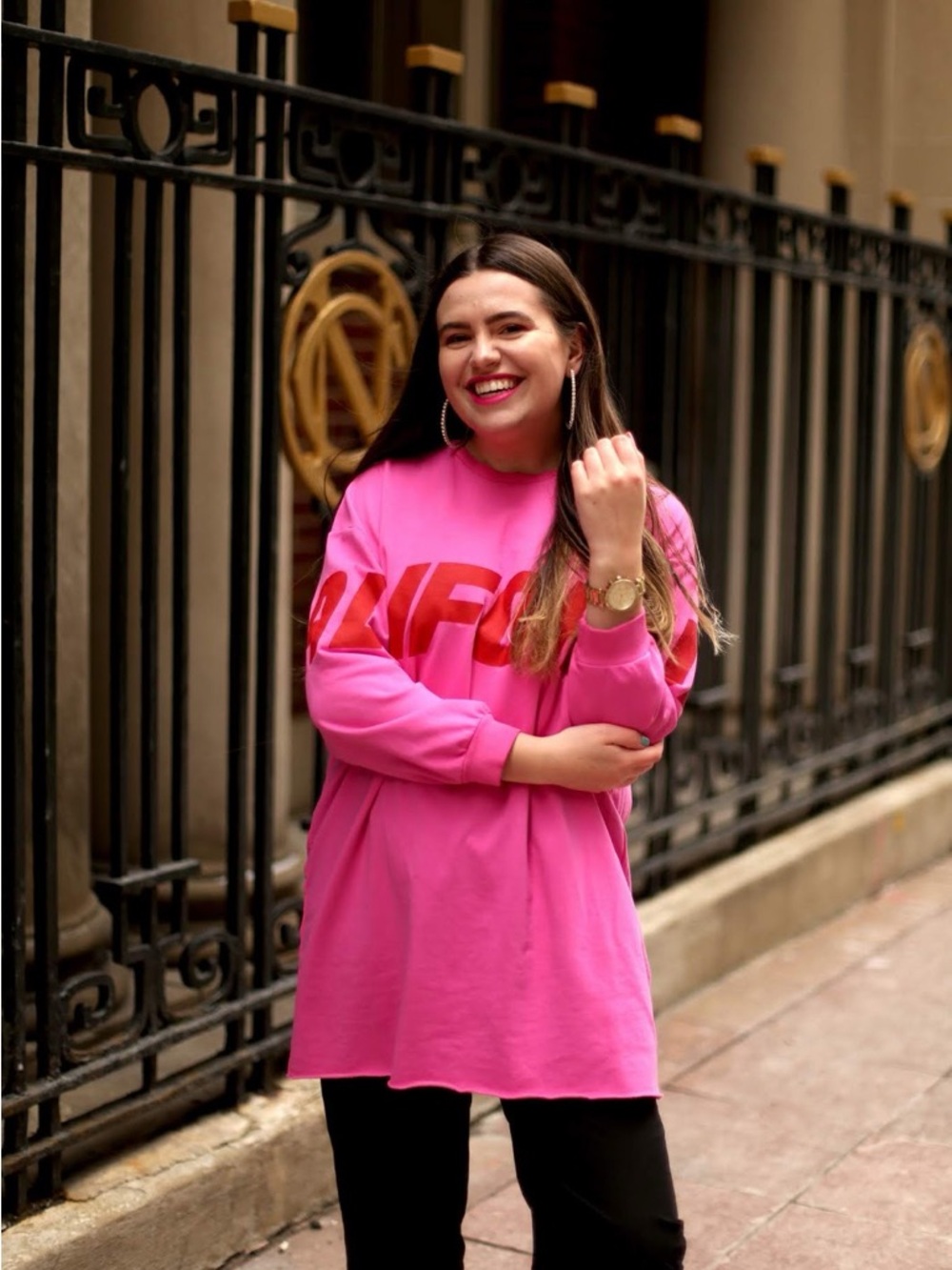 California Vibrant Pink Long Sleeve Women's Top